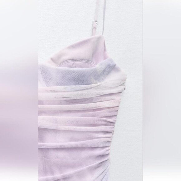 ZARA DRAPED PRINTED TULLE DRESS - Picture 6 of 6